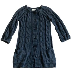 M.Rena Gray Chunky Cable Knit Cardigan Sweater Size M Anthro